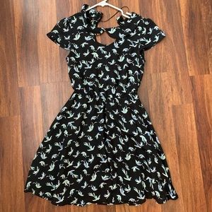 LC Lauren Conrad Dress, Black with Birds, XS